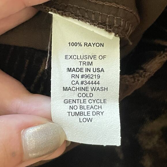 VTG Brown Crushed Velvet Pants L Pull On Wide Leg Elastic Waist Lounge 90s Y2K - Picture 8 of 8